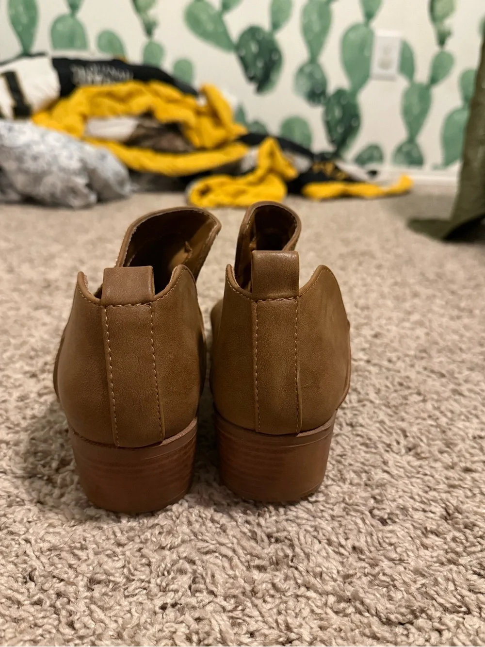 Qupid Brown Slip-On Ankle Booties